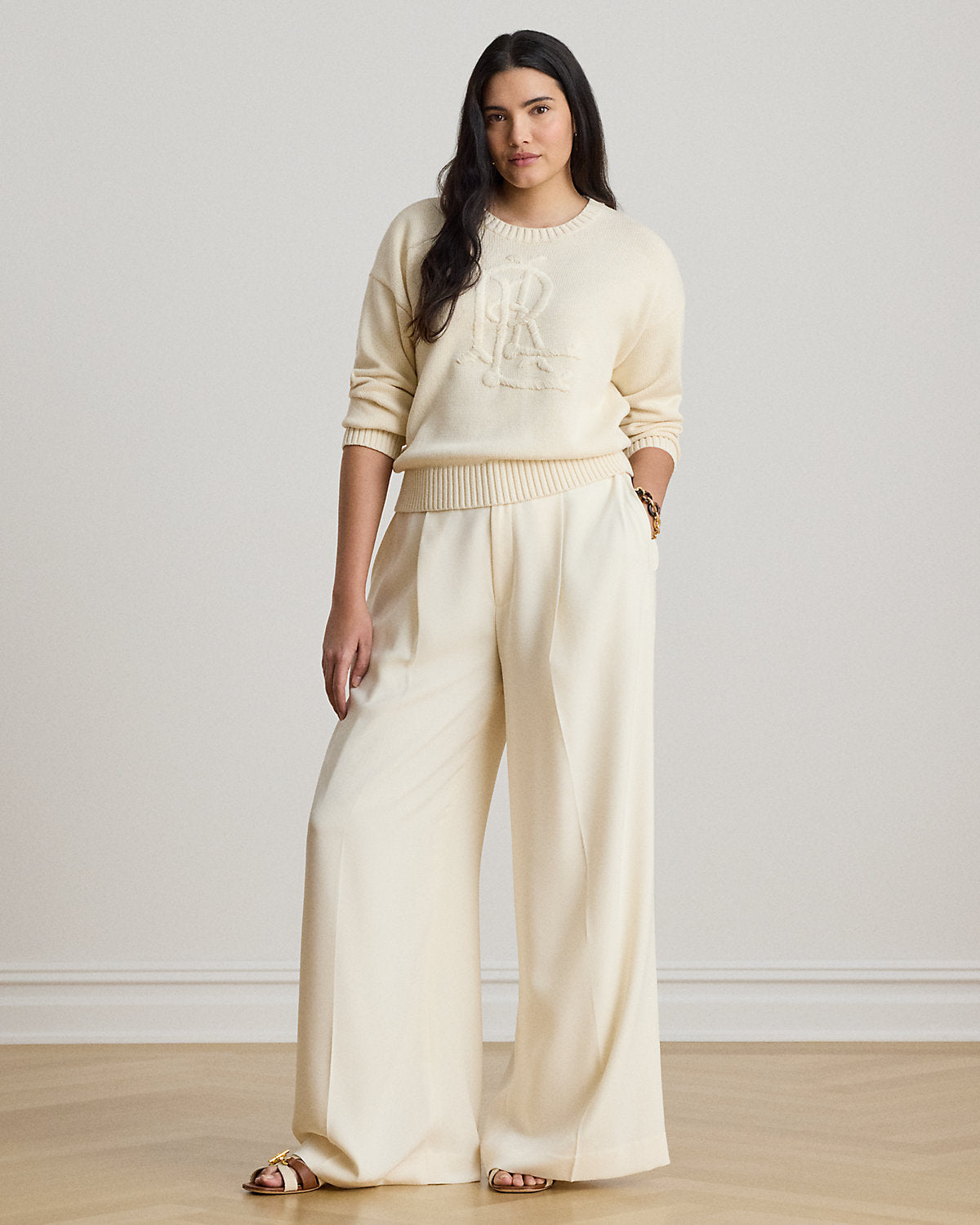 Embroidered-Logo Combed Cotton Sweater