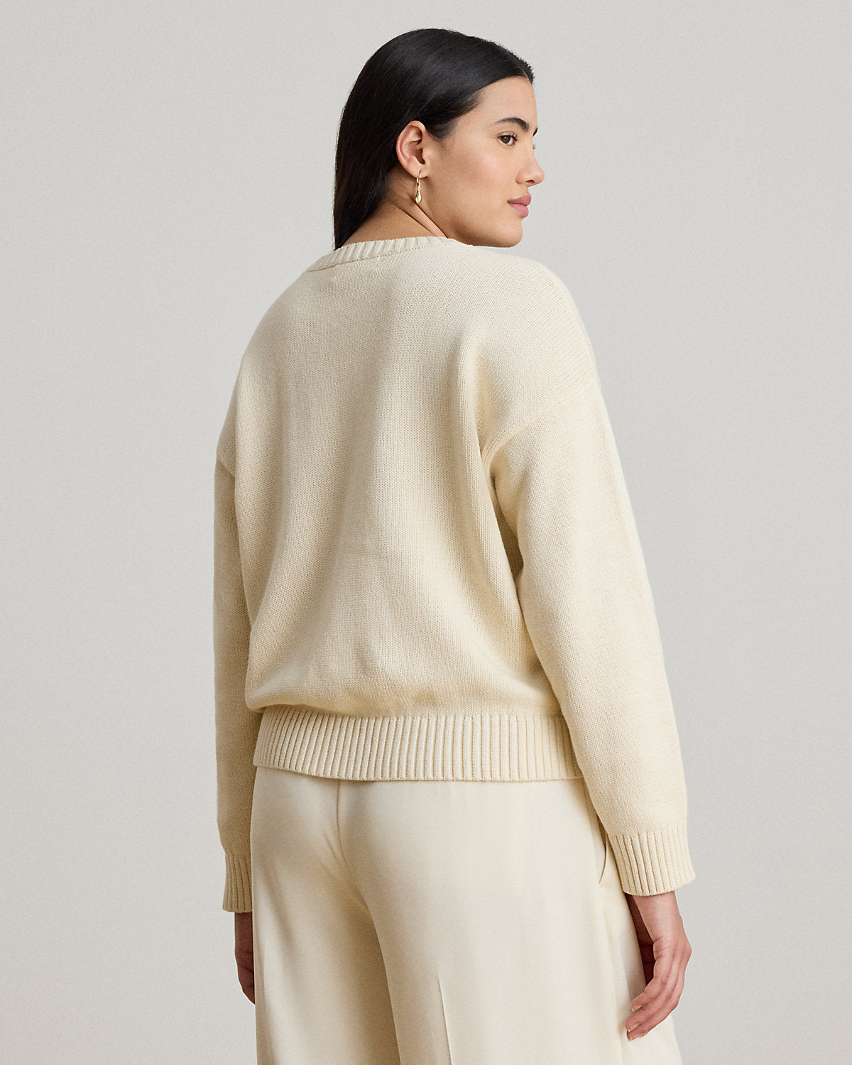 Embroidered-Logo Combed Cotton Sweater