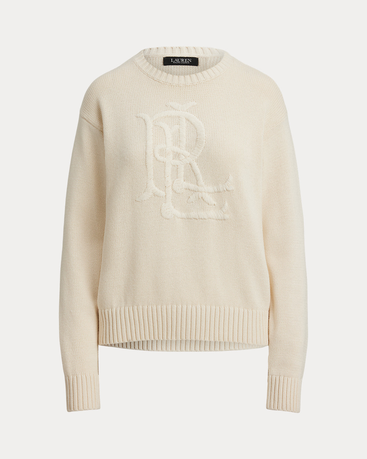 Embroidered-Logo Combed Cotton Sweater