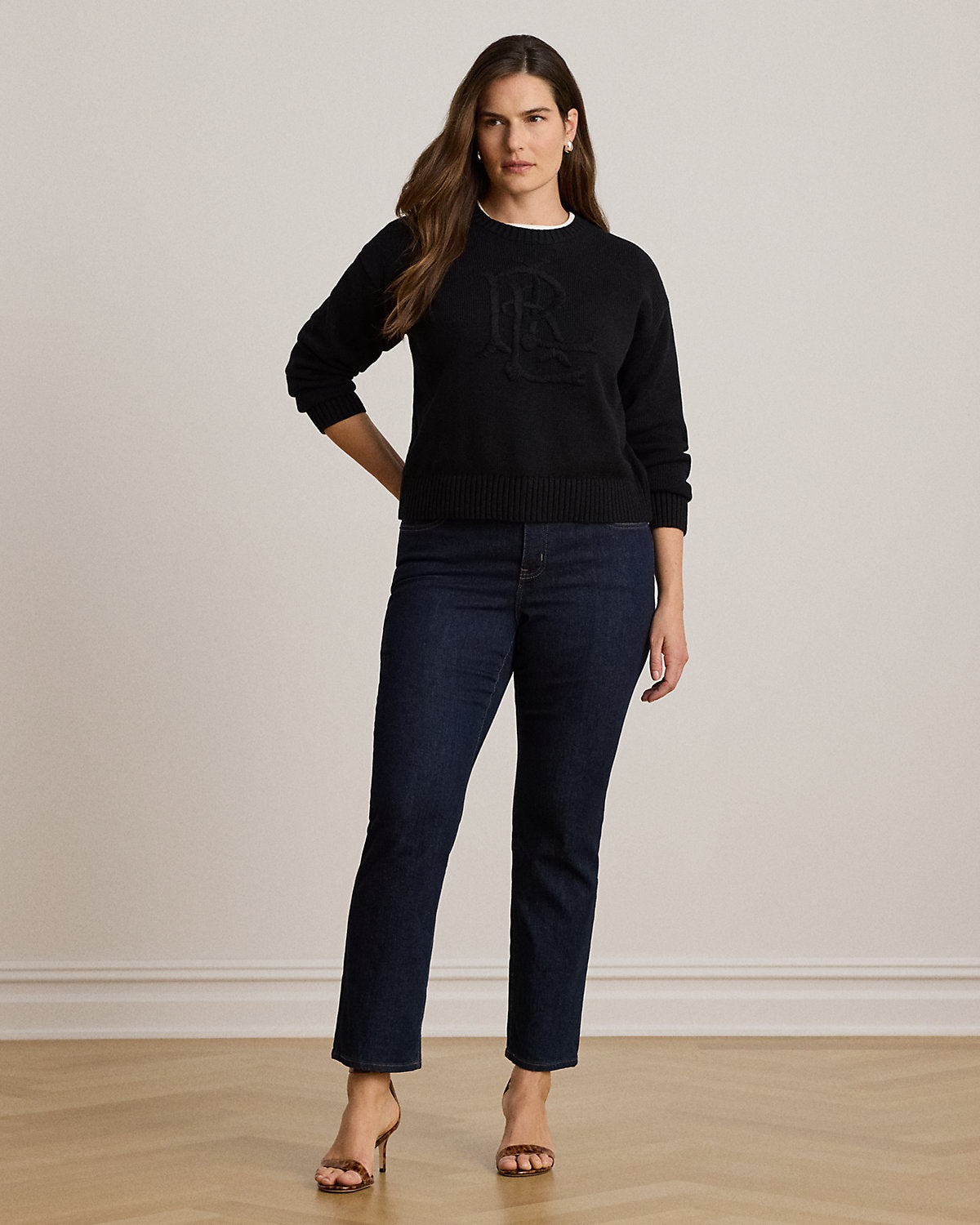 Embroidered-Logo Combed Cotton Sweater