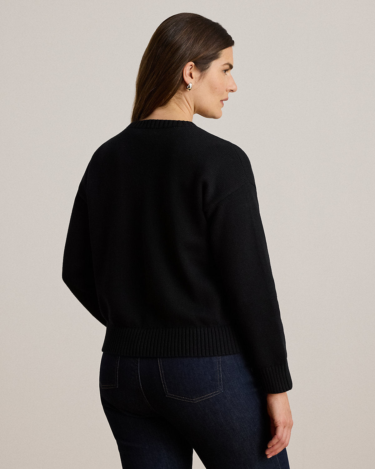 Embroidered-Logo Combed Cotton Sweater