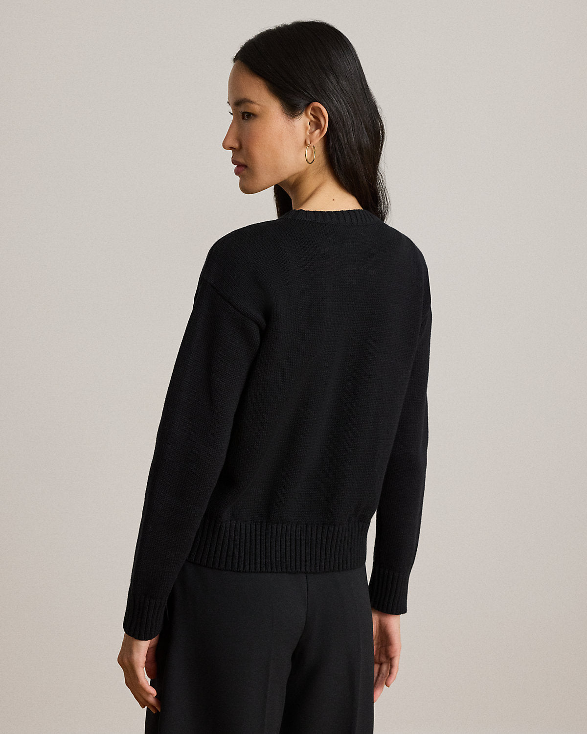 Embroidered-Logo Combed Cotton Sweater