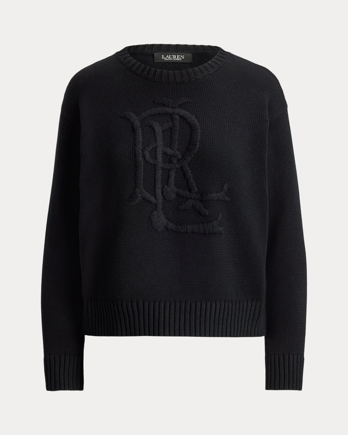 Embroidered-Logo Combed Cotton Sweater