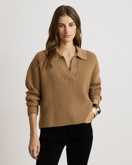 Wool-Blend Polo Sweater