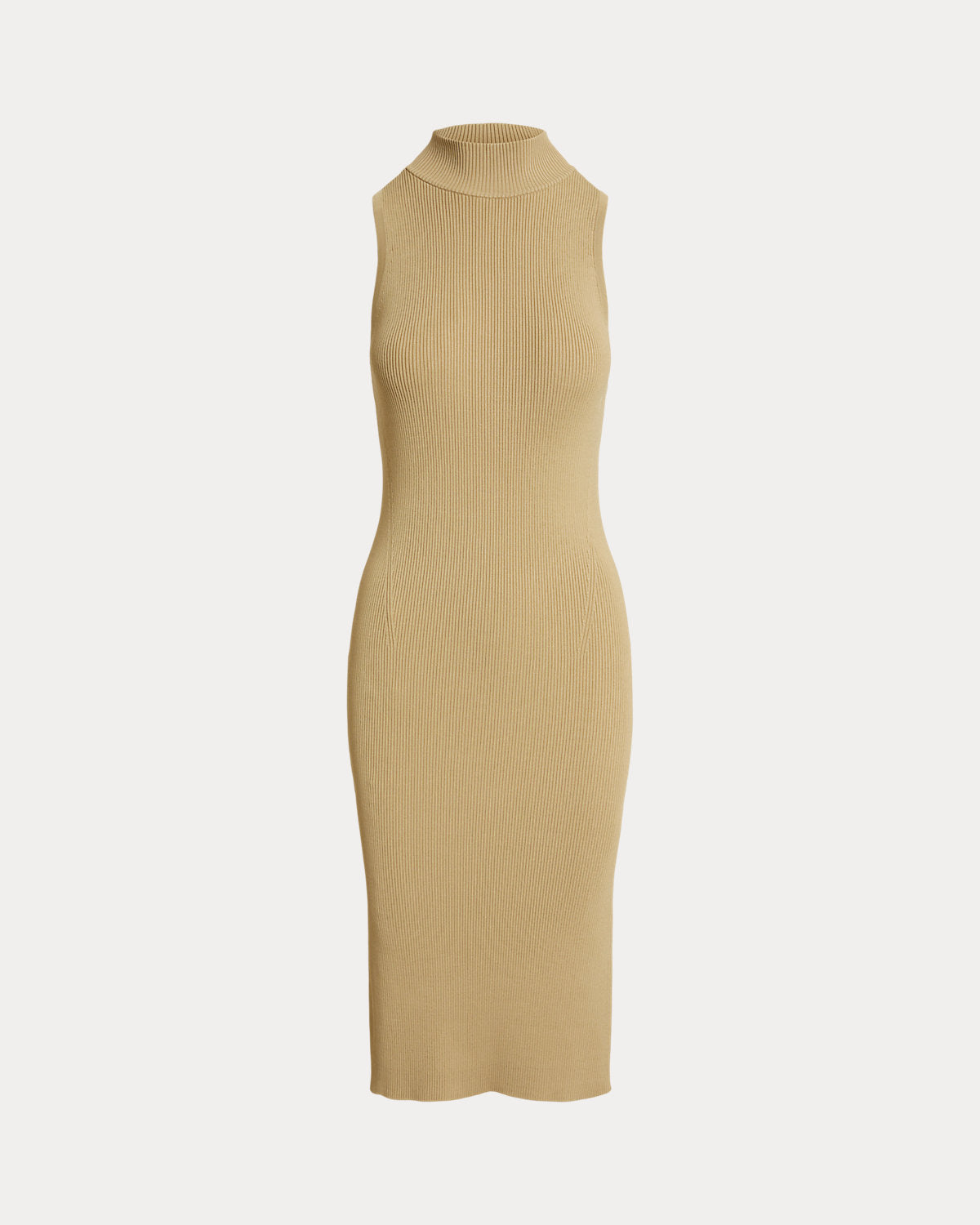 Ribbed Sleeveless Mockneck Sweater Dress