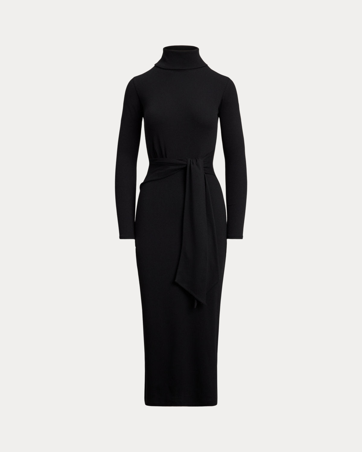 Tie-Front Cotton-Blend Turtleneck Dress