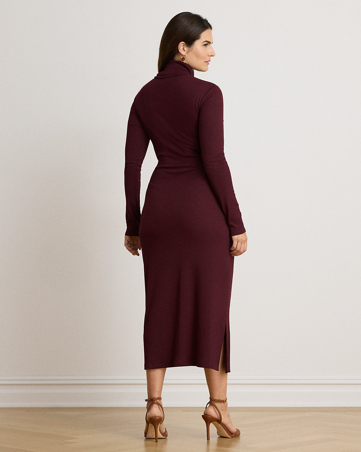 Tie-Front Cotton-Blend Turtleneck Dress