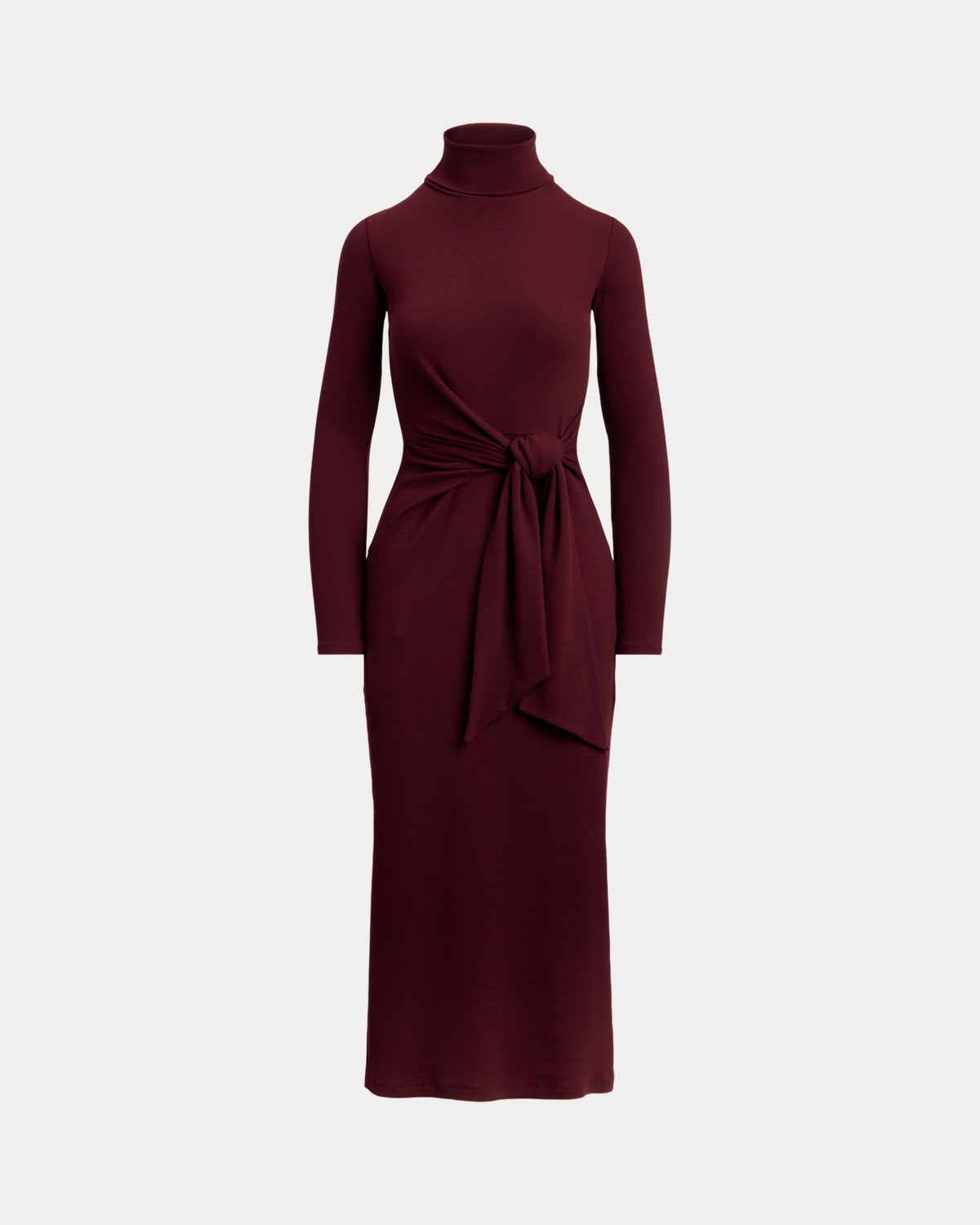 Tie-Front Cotton-Blend Turtleneck Dress