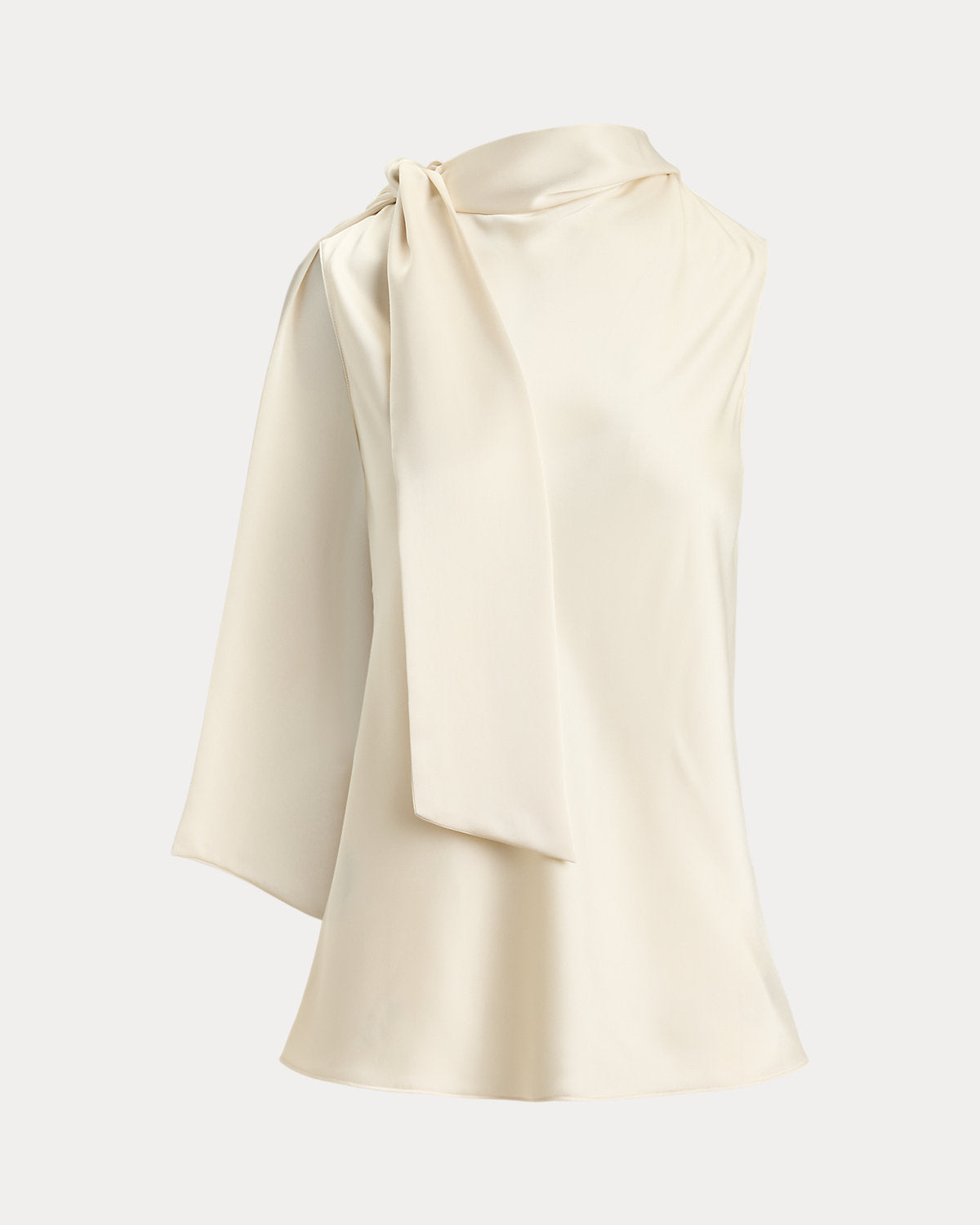 Tie-Neck Charmeuse Sleeveless Blouse