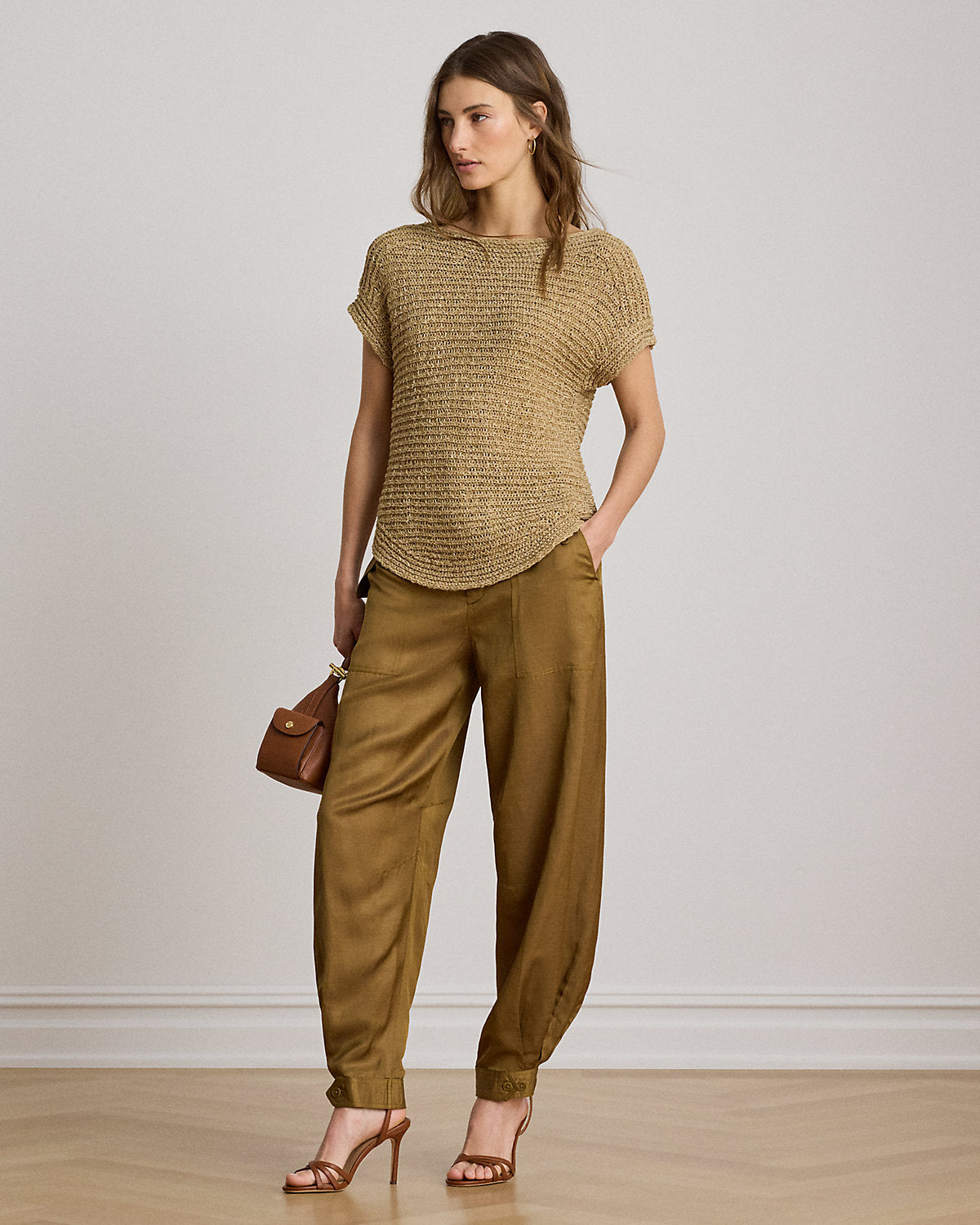 Rib-Knit Short-Sleeve Sweater