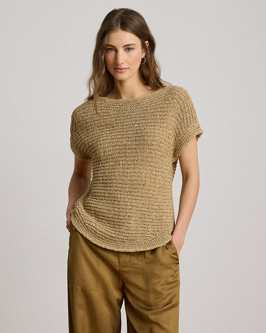 Rib-Knit Short-Sleeve Sweater