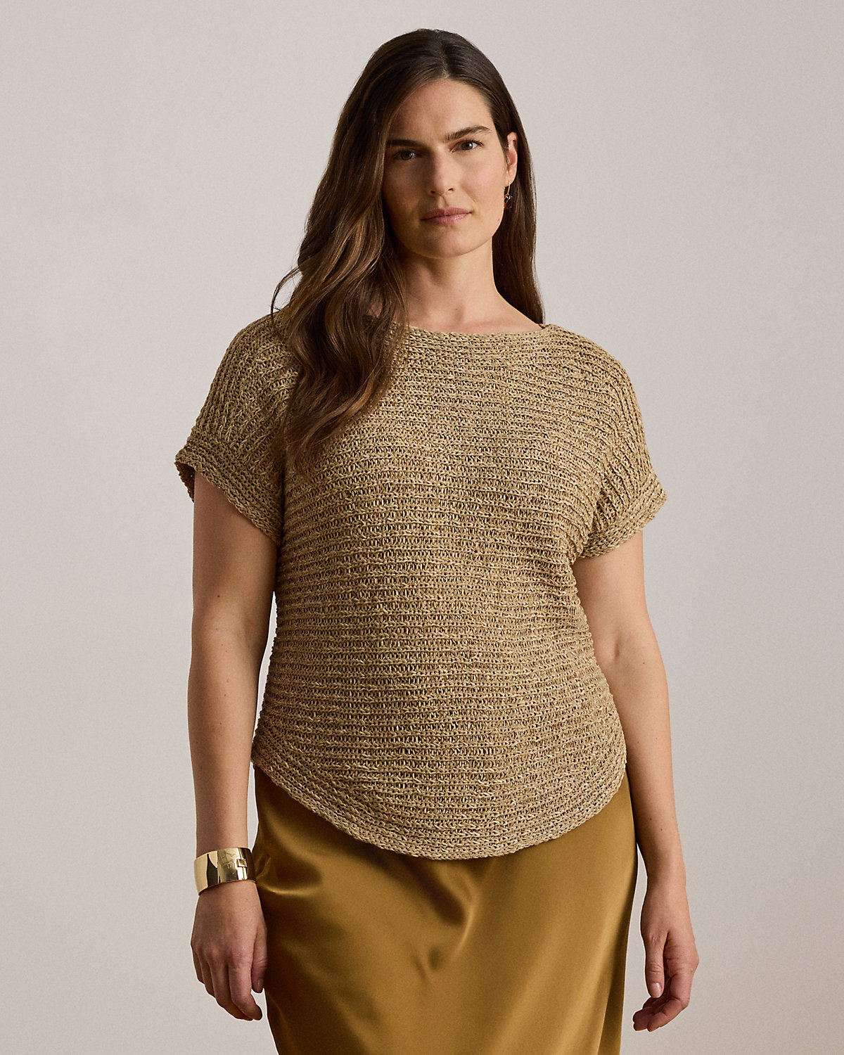 Rib-Knit Short-Sleeve Sweater