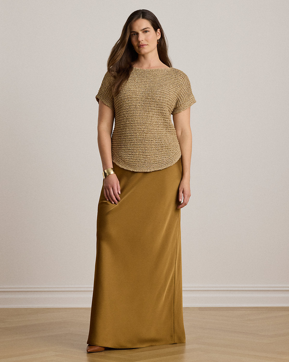 Rib-Knit Short-Sleeve Sweater