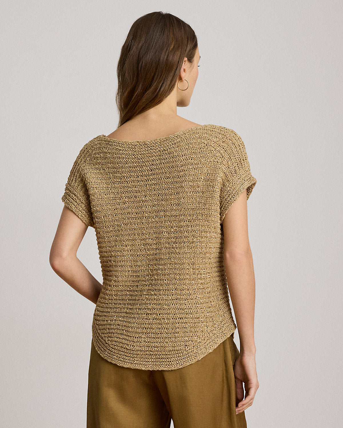 Rib-Knit Short-Sleeve Sweater