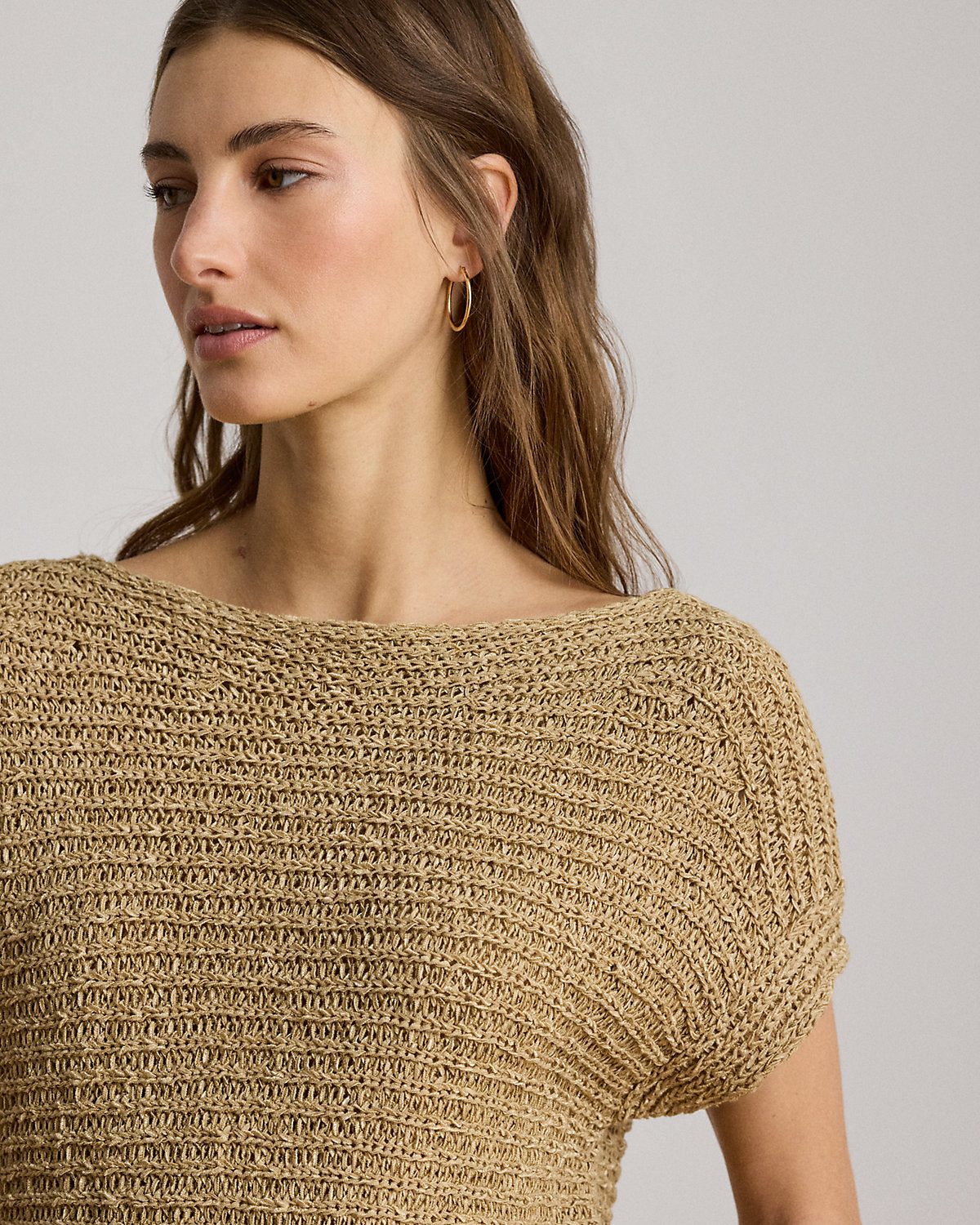 Rib-Knit Short-Sleeve Sweater
