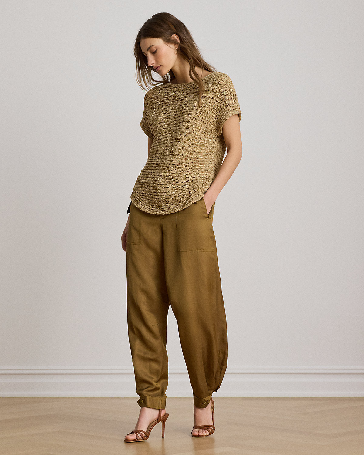 Rib-Knit Short-Sleeve Sweater