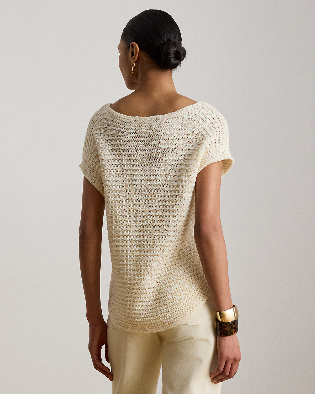 Rib-Knit Short-Sleeve Sweater