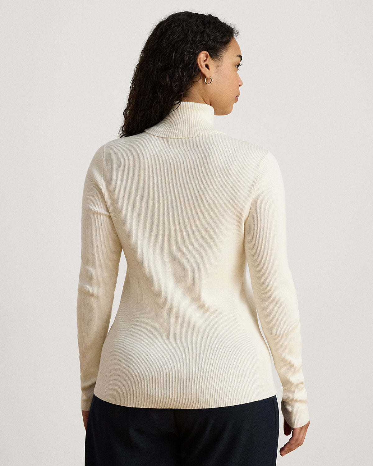 Cotton-Blend Ribbed Turtleneck