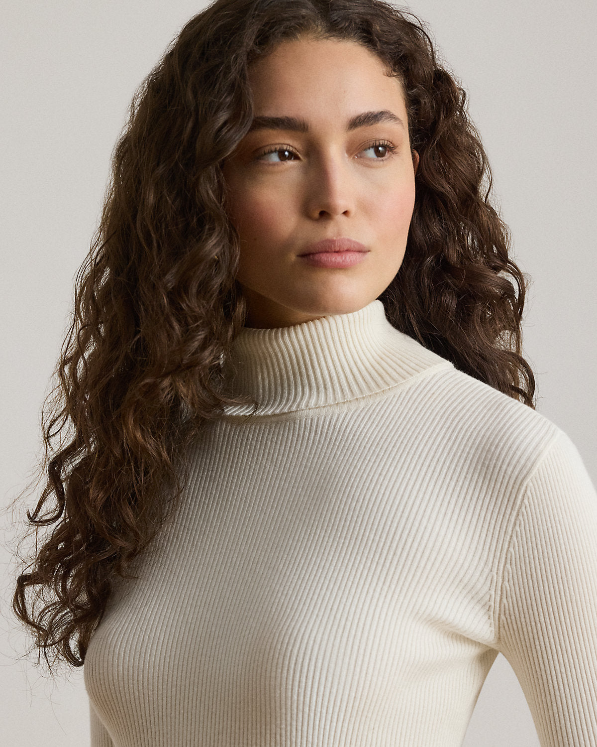 Cotton-Blend Ribbed Turtleneck