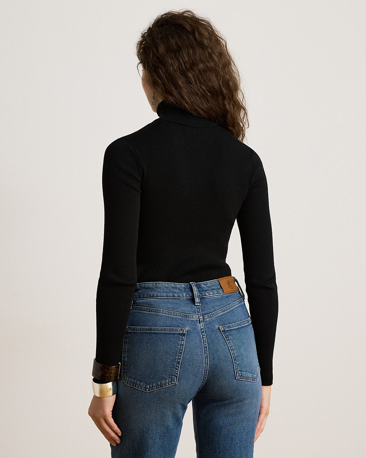 Cotton-Blend Ribbed Turtleneck
