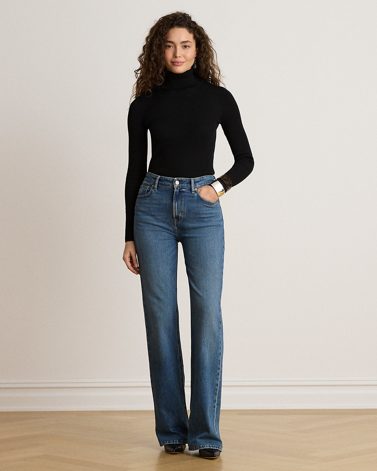 Cotton-Blend Ribbed Turtleneck