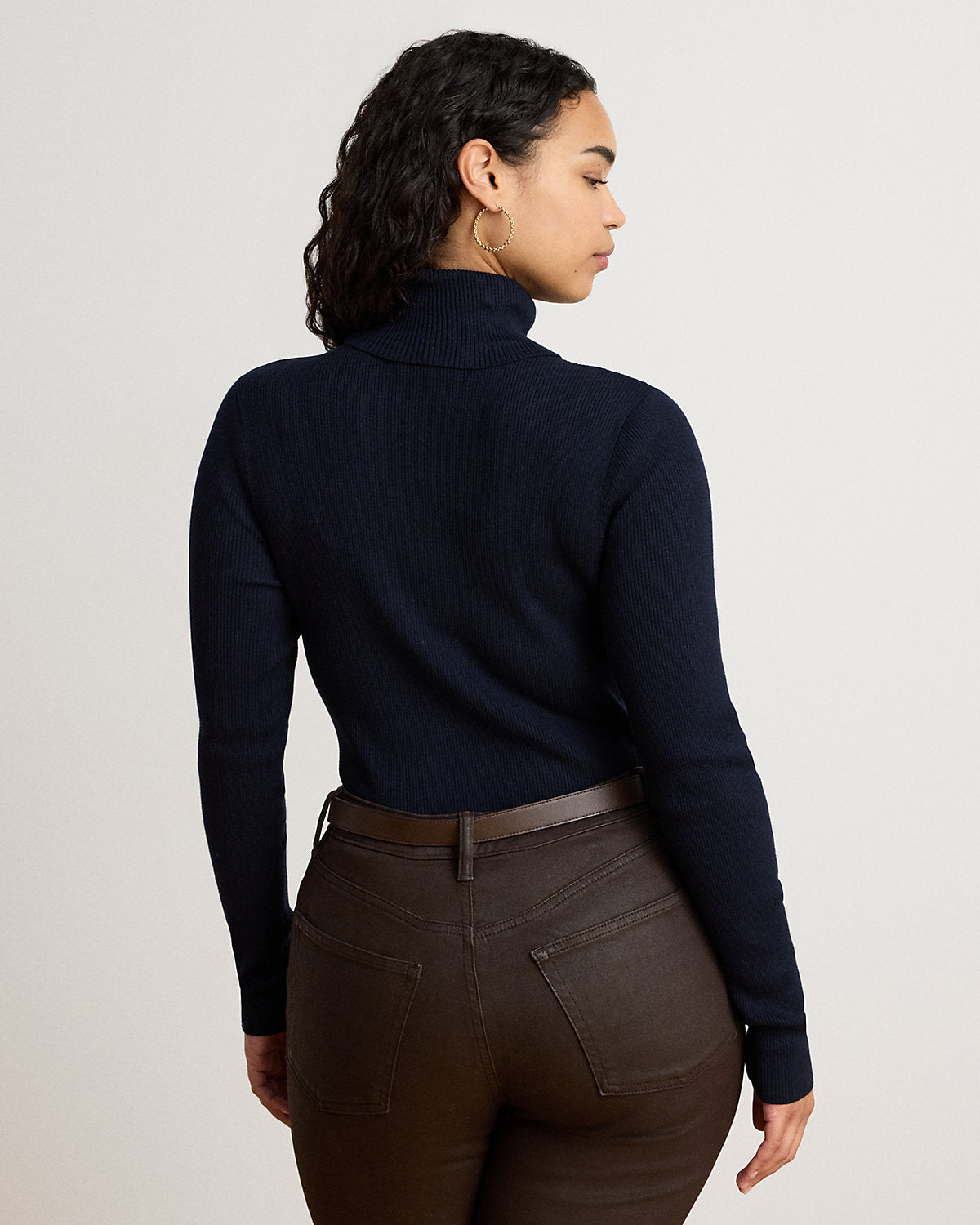 Cotton-Blend Ribbed Turtleneck
