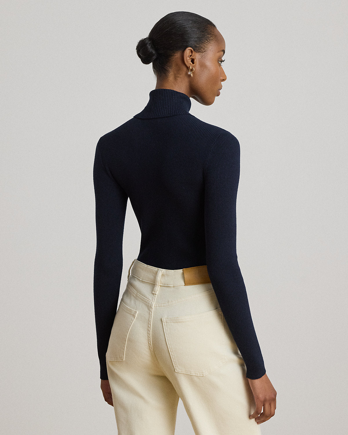 Cotton-Blend Ribbed Turtleneck