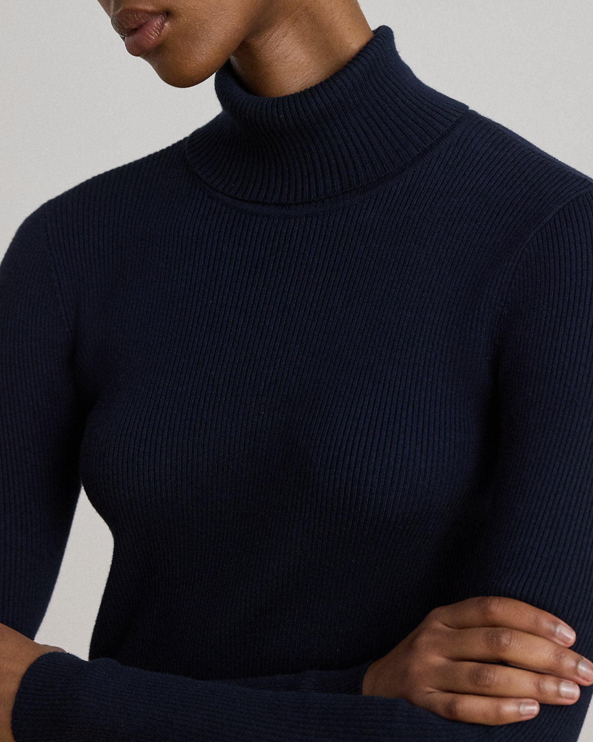 Cotton-Blend Ribbed Turtleneck