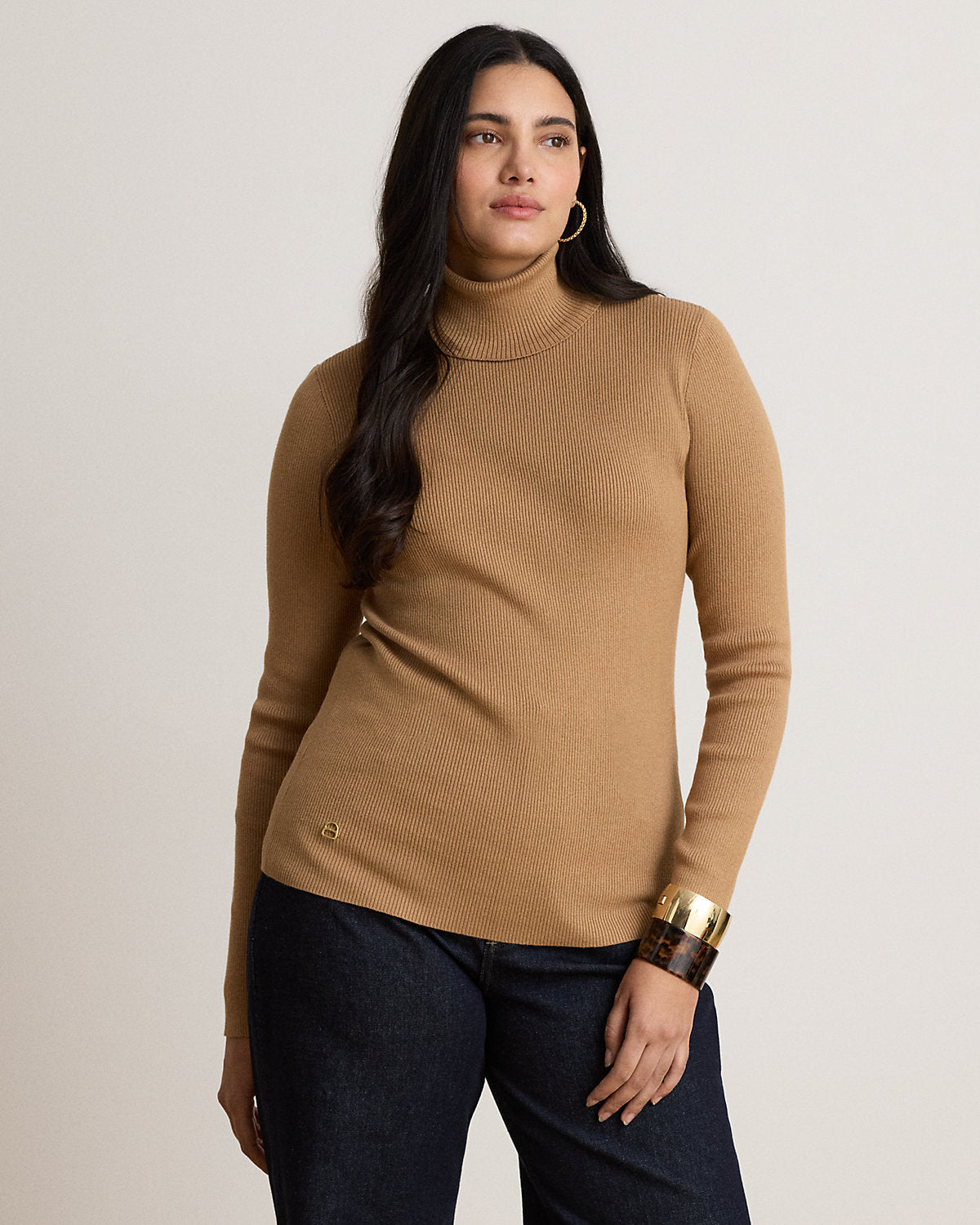Cotton-Blend Ribbed Turtleneck