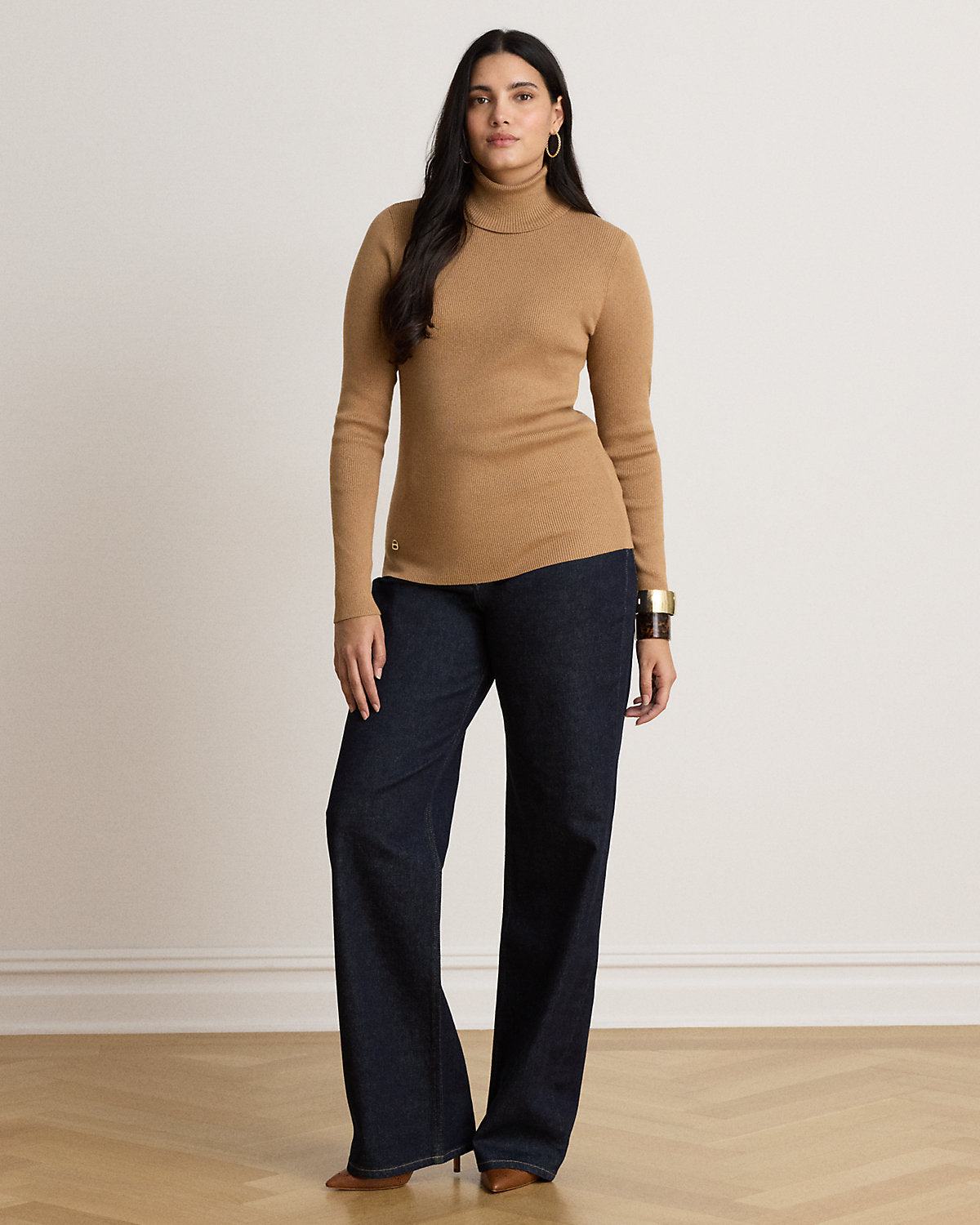 Cotton-Blend Ribbed Turtleneck