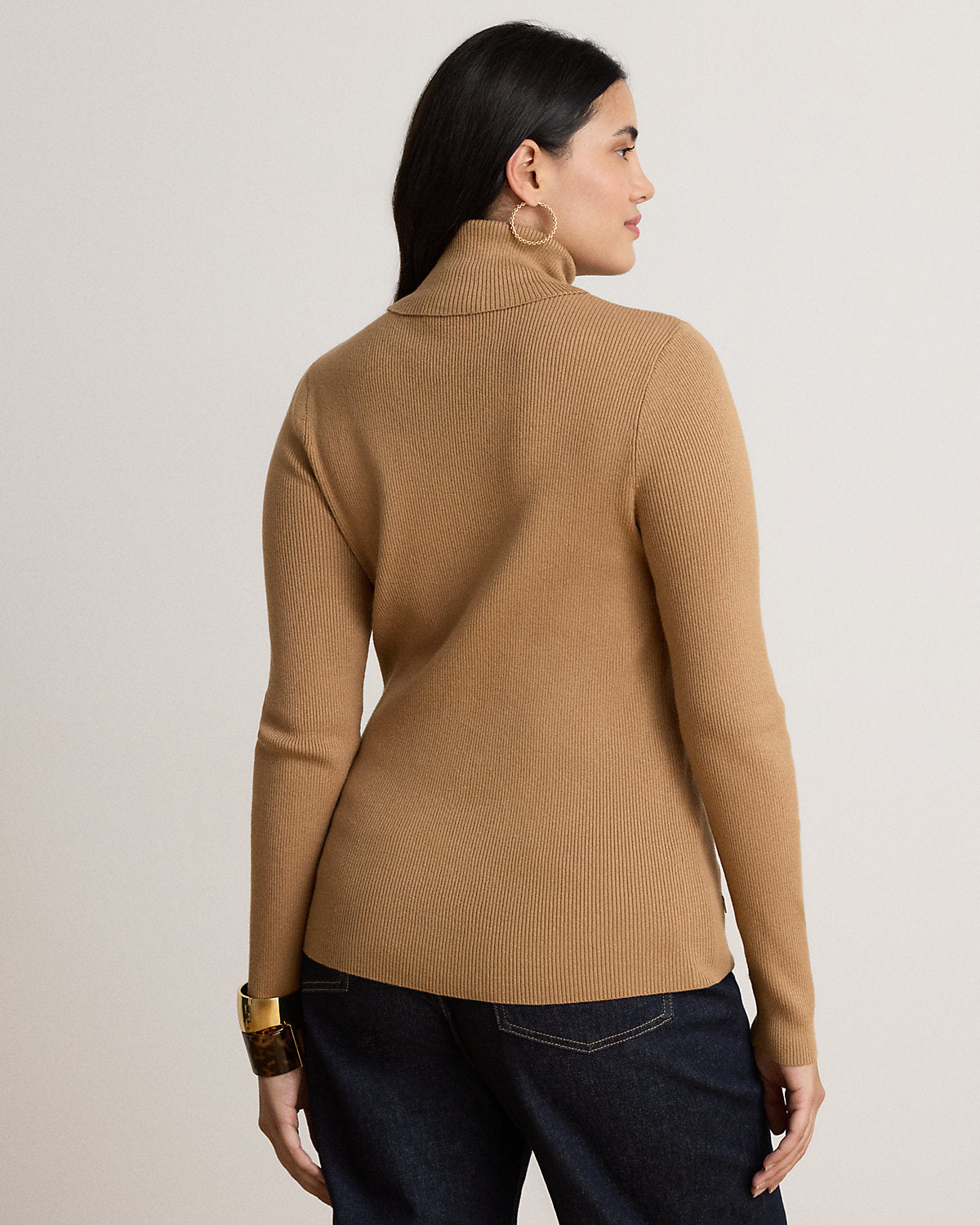Cotton-Blend Ribbed Turtleneck
