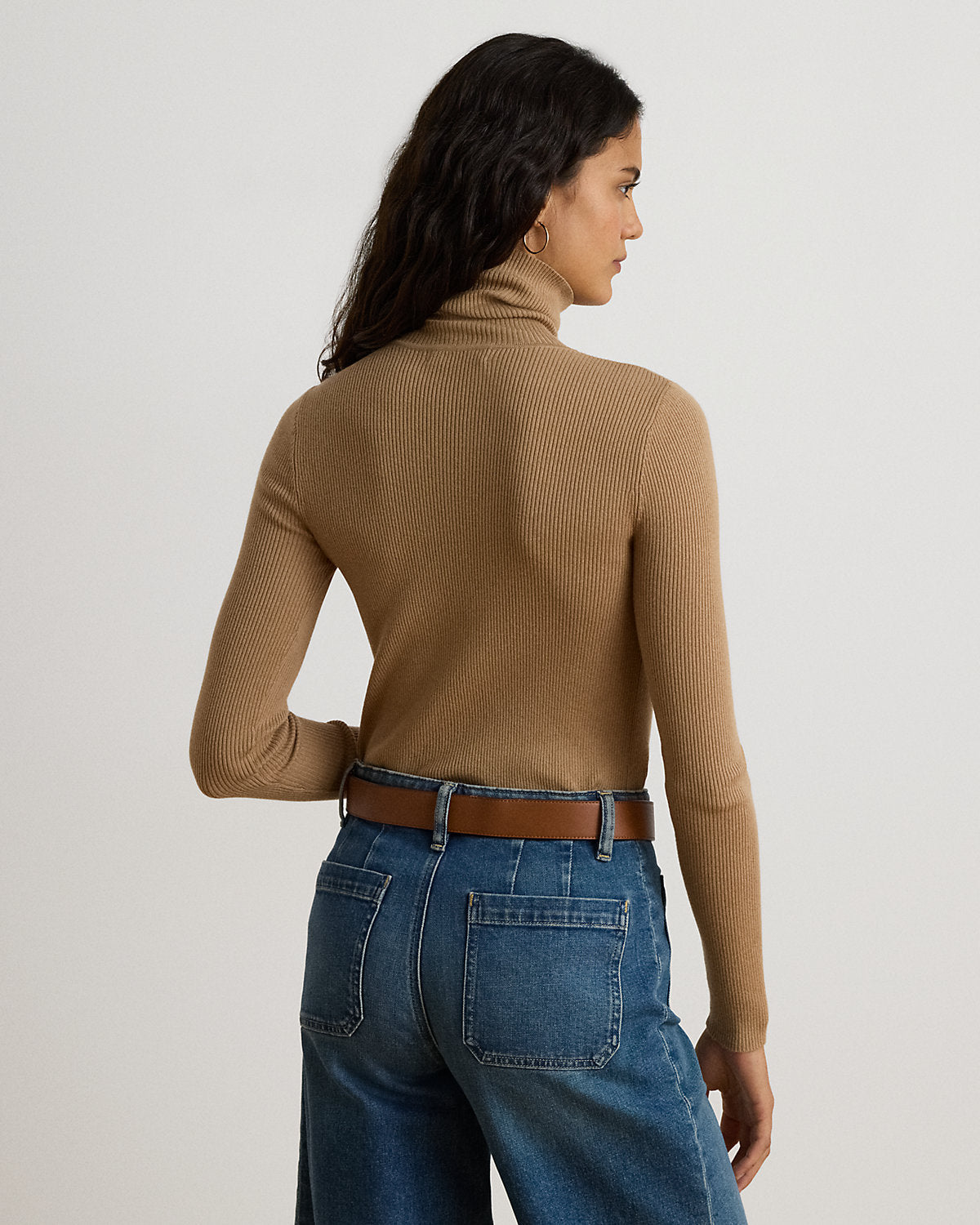 Cotton-Blend Ribbed Turtleneck