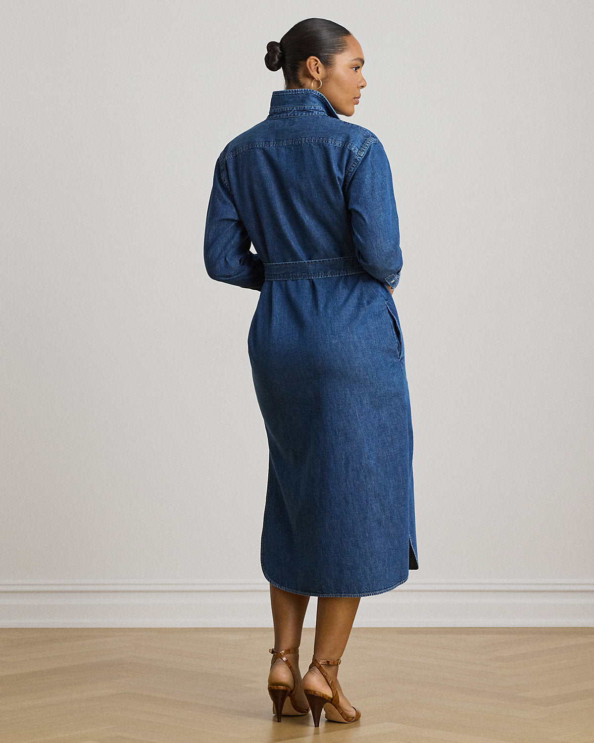 Belted Denim Midi Shirtdress
