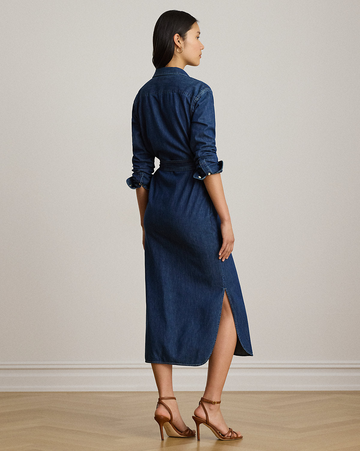 Belted Denim Midi Shirtdress