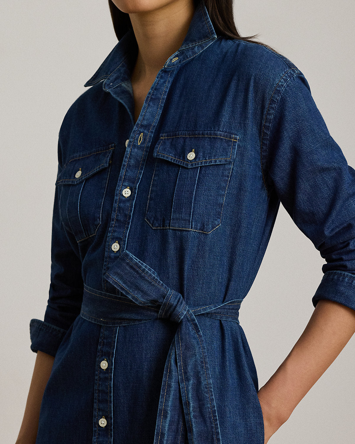 Belted Denim Midi Shirtdress
