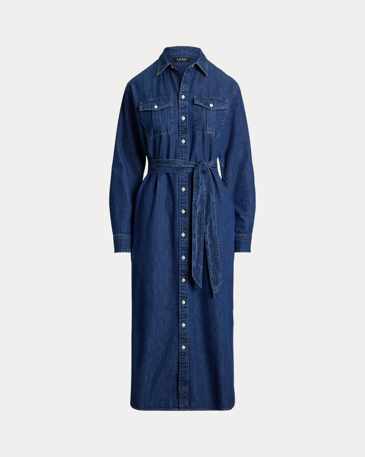 Belted Denim Midi Shirtdress