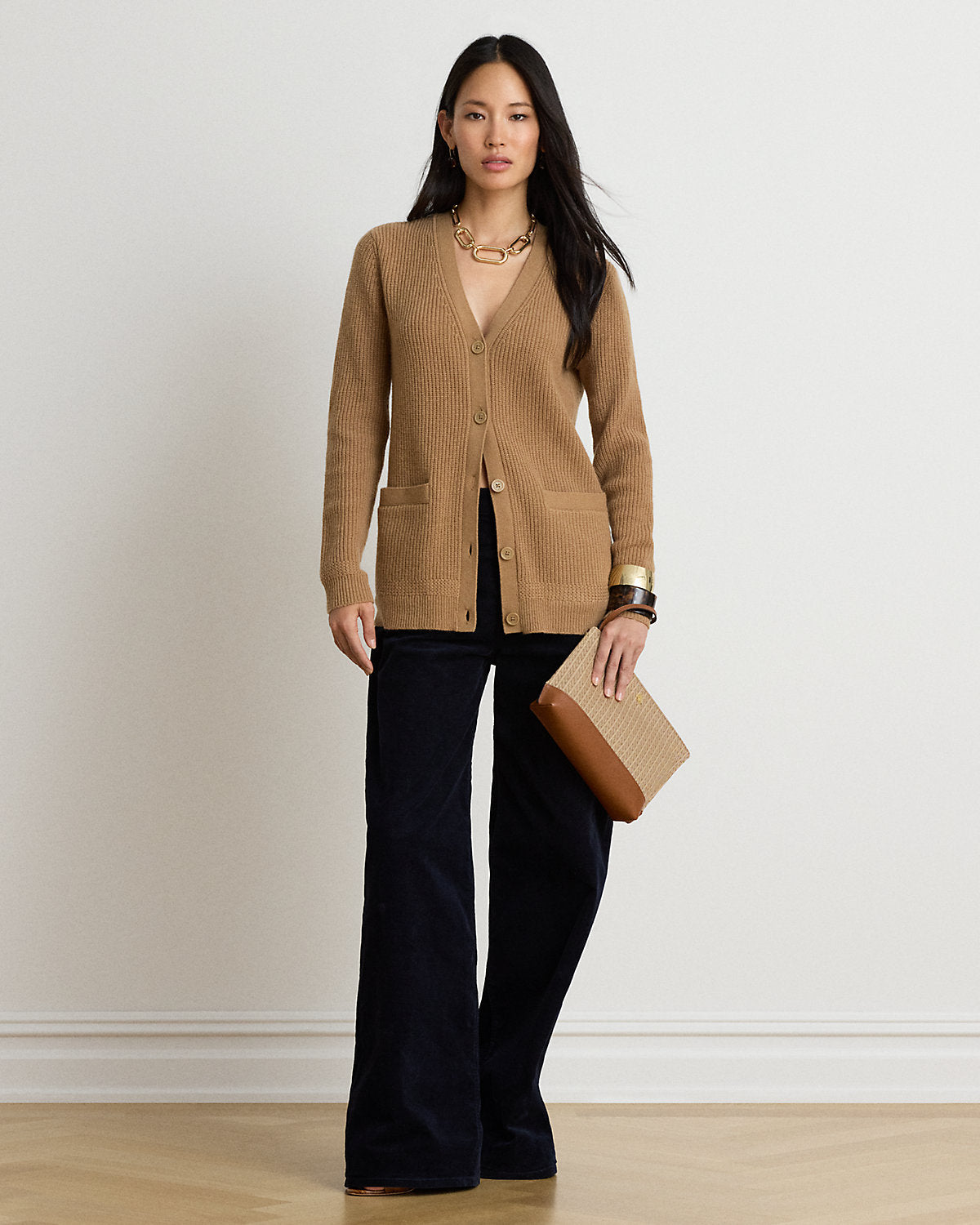 Rib-Knit Wool-Cashmere Cardigan