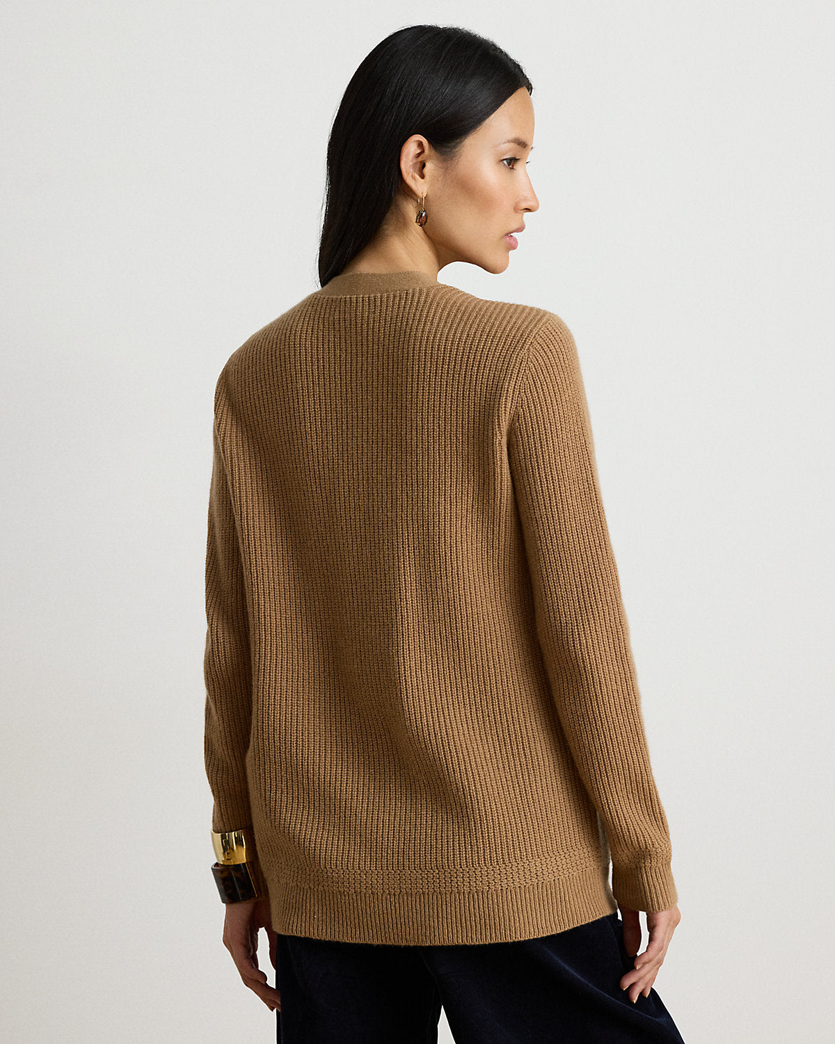 Rib-Knit Wool-Cashmere Cardigan