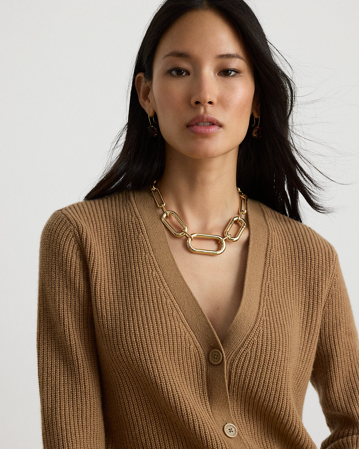 Rib-Knit Wool-Cashmere Cardigan