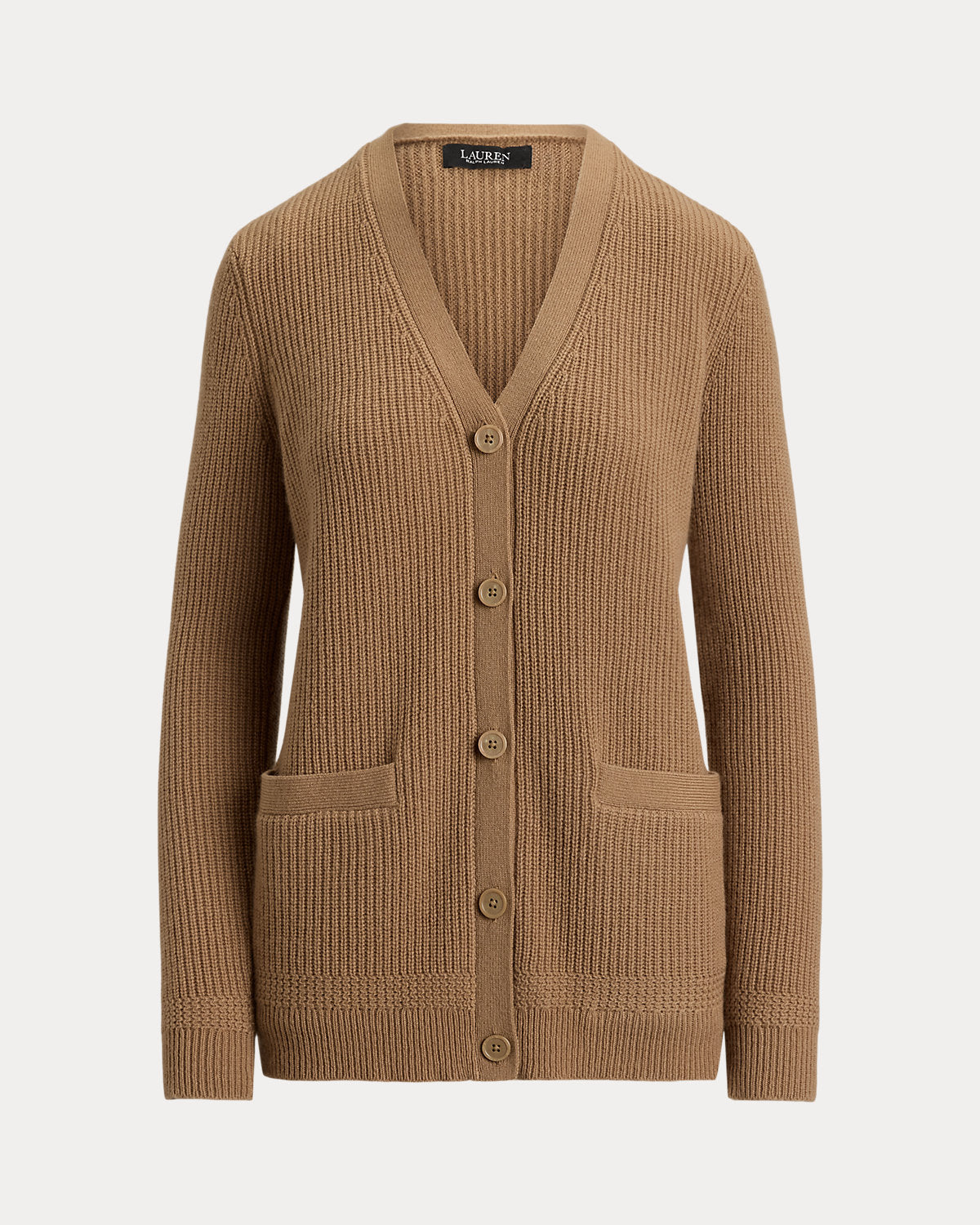 Rib-Knit Wool-Cashmere Cardigan