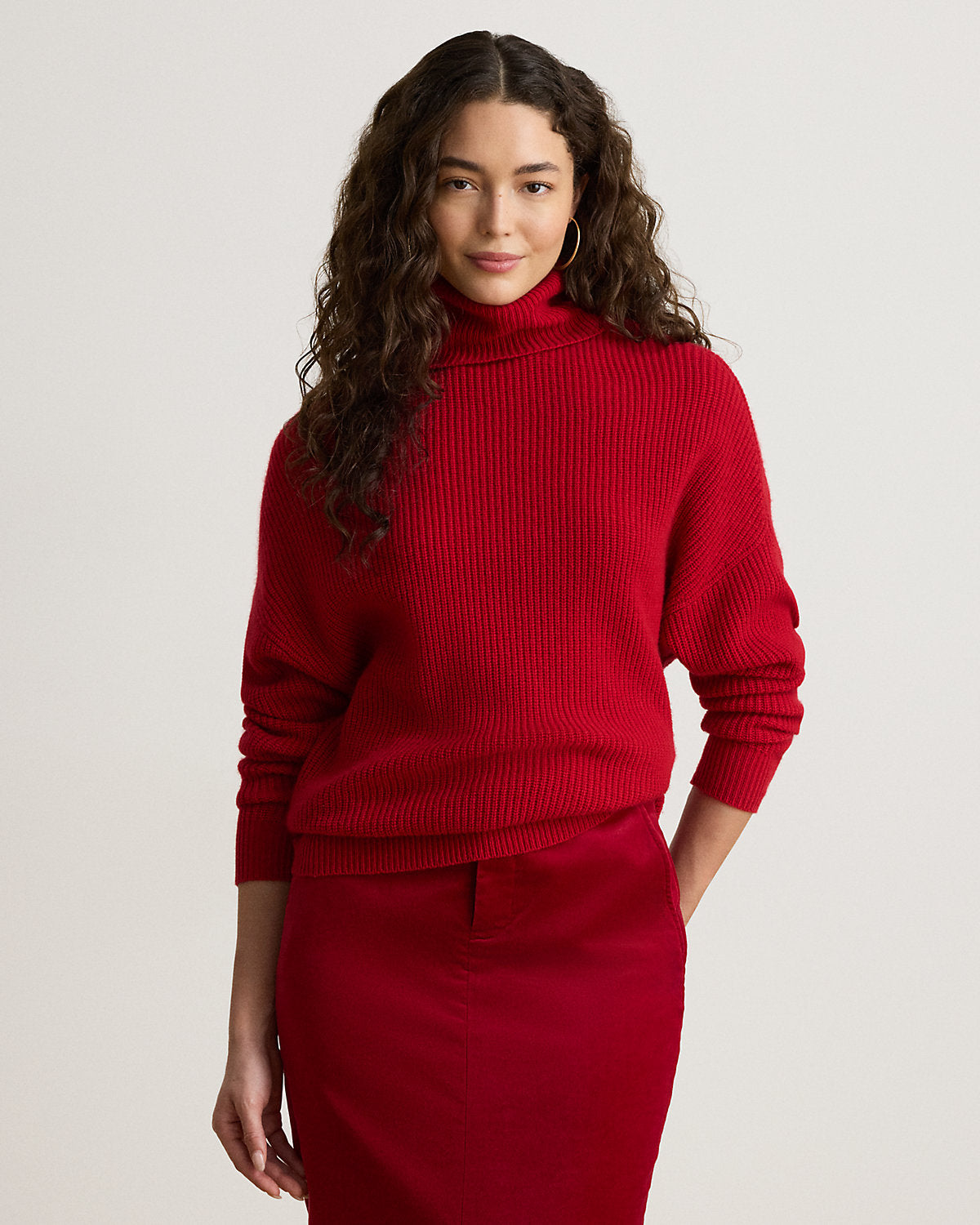 Ribbed Wool-Cashmere Turtleneck Sweater