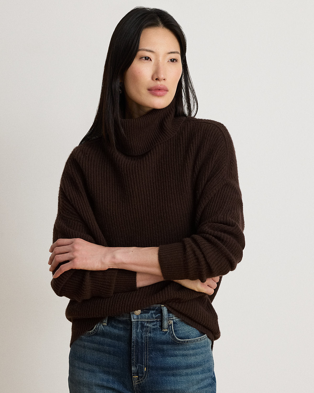 Ribbed Wool-Cashmere Turtleneck Sweater
