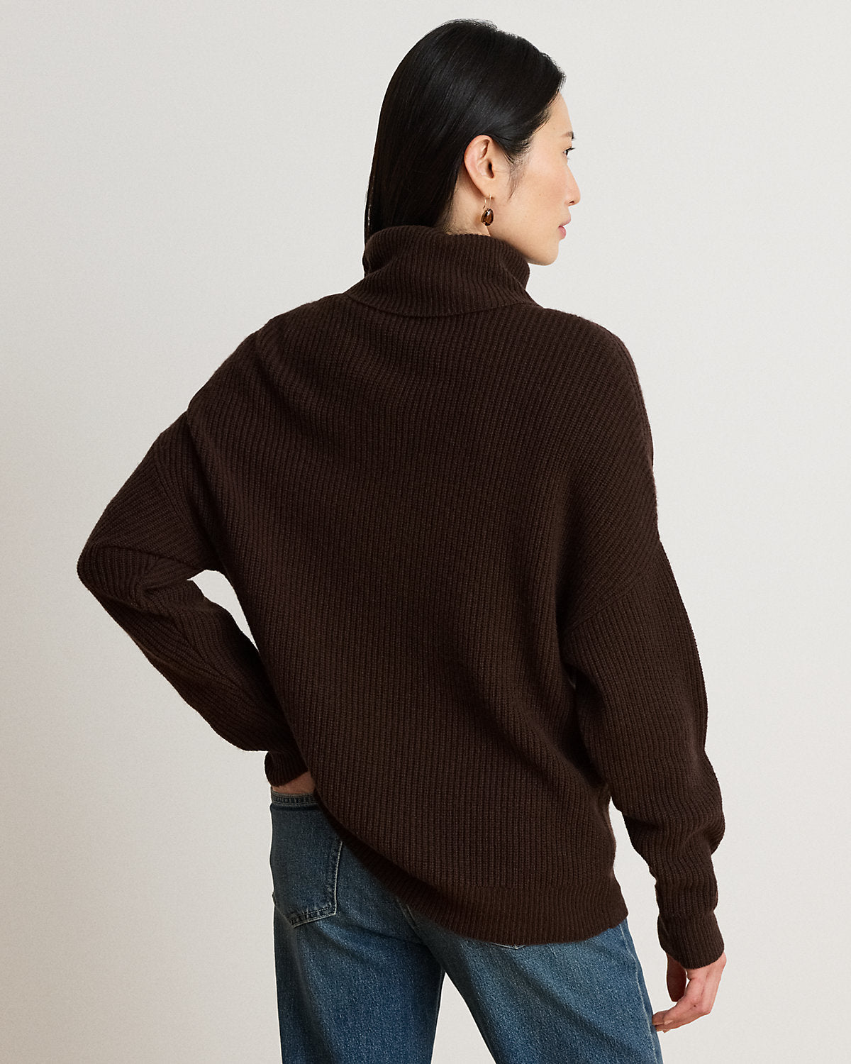 Ribbed Wool-Cashmere Turtleneck Sweater