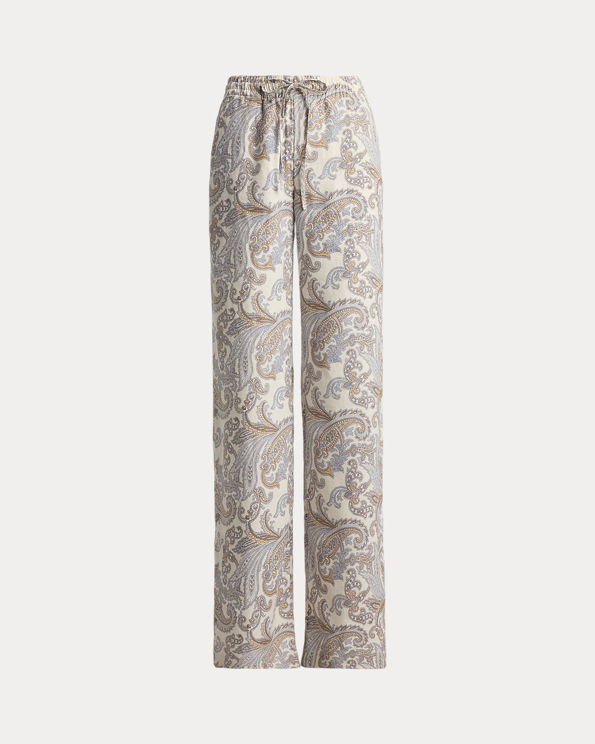 Paisley Linen Wide-Leg Pant