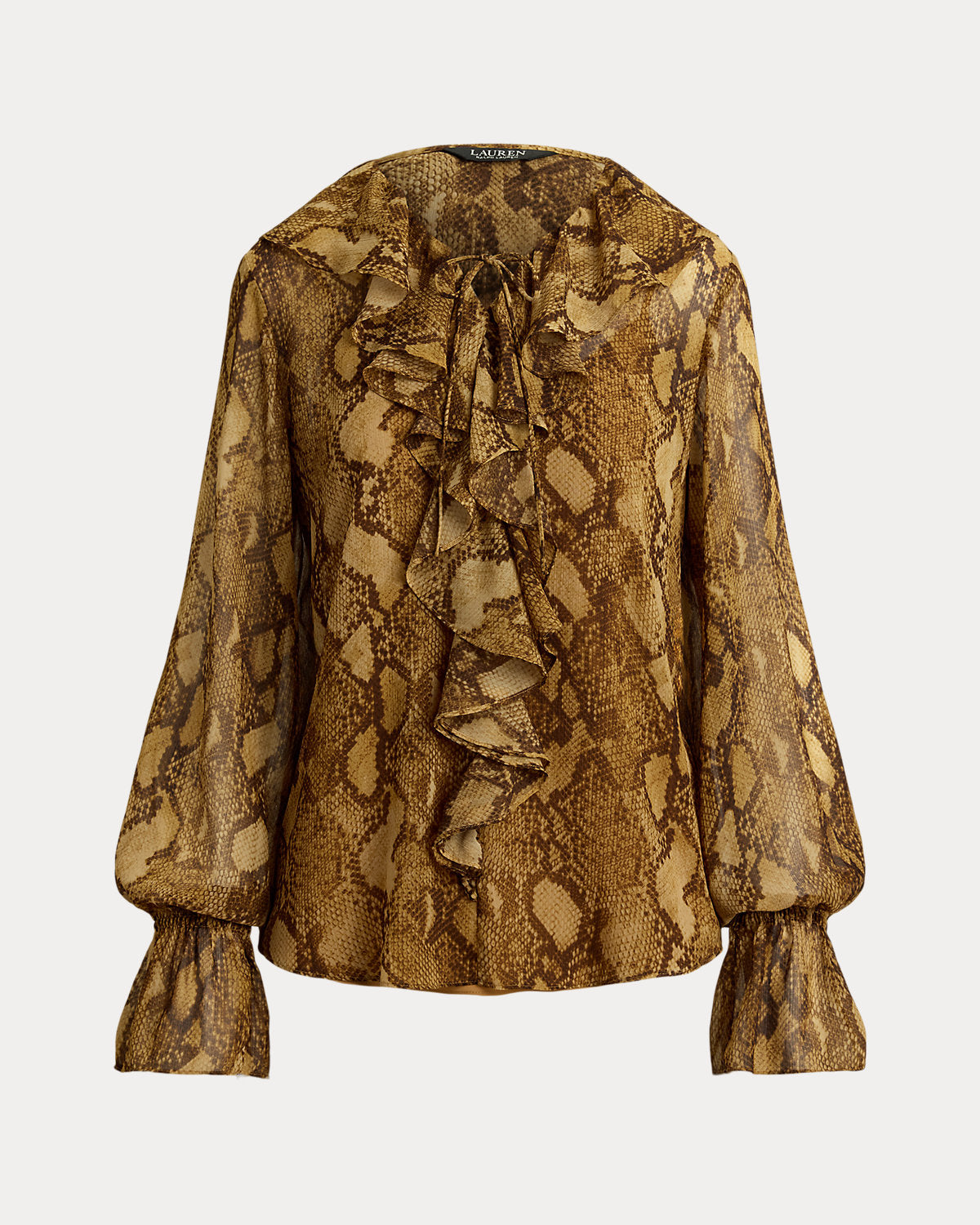 Print Ruffle-Trim Georgette Blouse