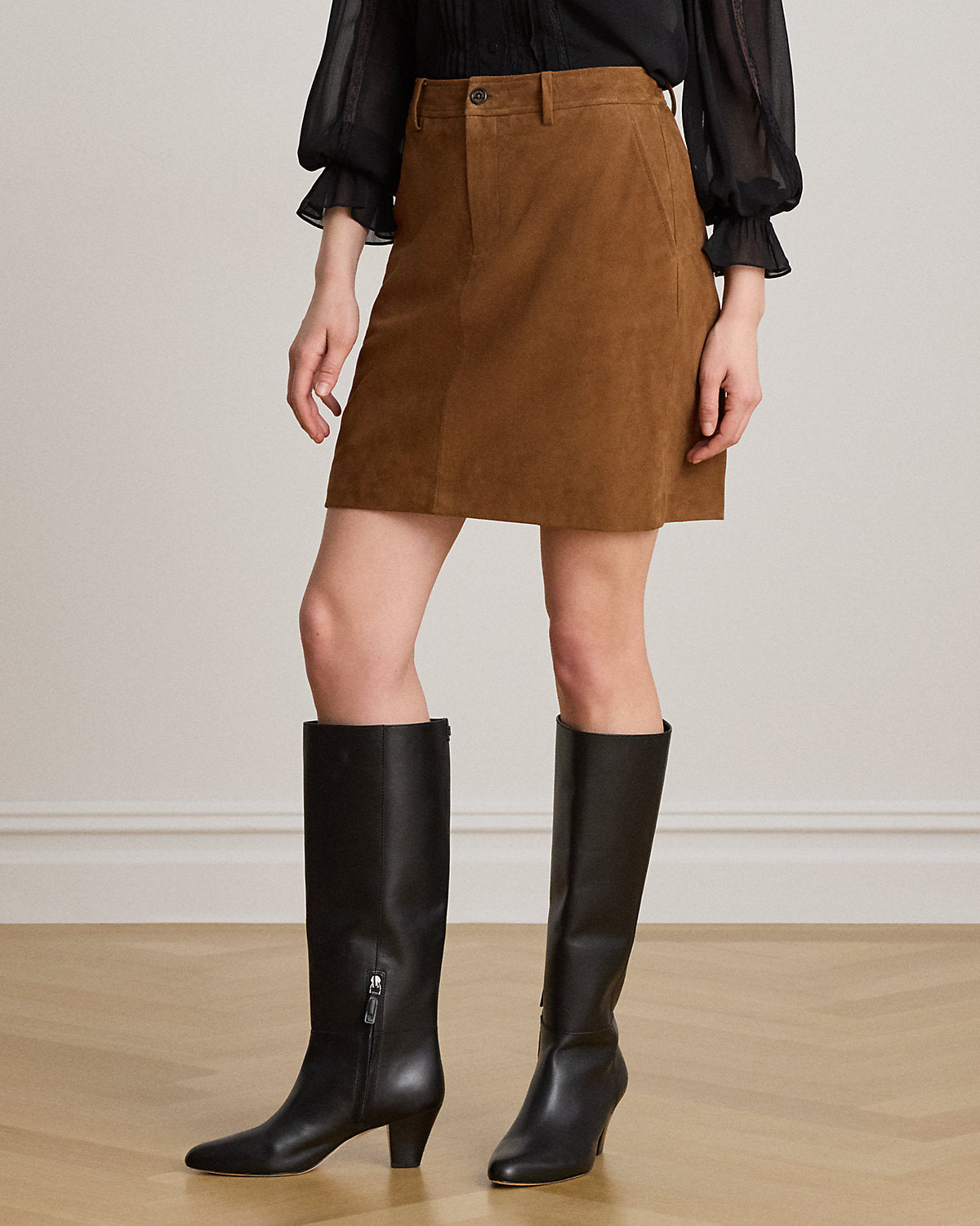 Goat-Suede Pencil Miniskirt