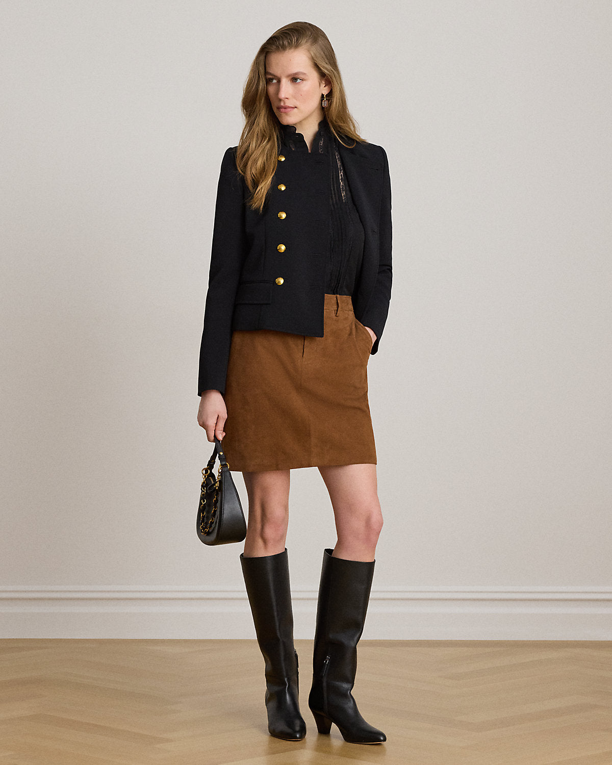 Goat-Suede Pencil Miniskirt