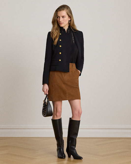 Goat-Suede Pencil Miniskirt