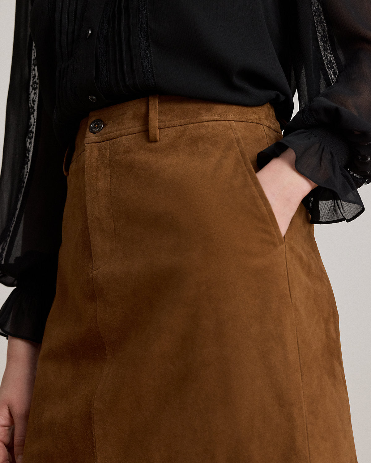 Goat-Suede Pencil Miniskirt