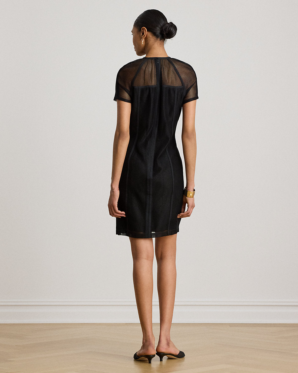 Mesh Short-Sleeve Shift Dress